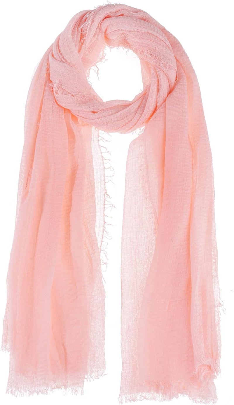 Nydotd Women Summer Cotton Linen Scarf Crinkle Long Beach Shawl Wrap hijab with Fringe - Image 1
